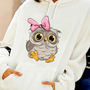 Baykuş baskılı kadın sweat