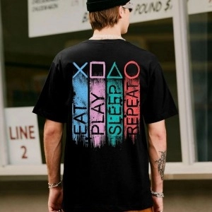 Eat Baskılı Tişört Siyah