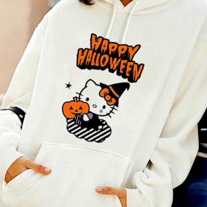 Halloween baskılı kadın sweat 04