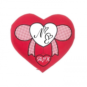 Kişiye Özel Kırmızı Kalp Yastık Kılıfı 03