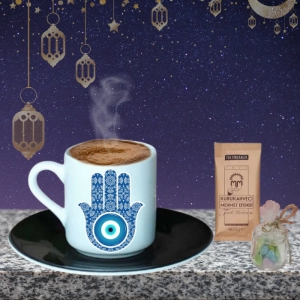 Hz.Fatma Ana Eli Temalı Baskılı Türk Kahvesi Fincanı